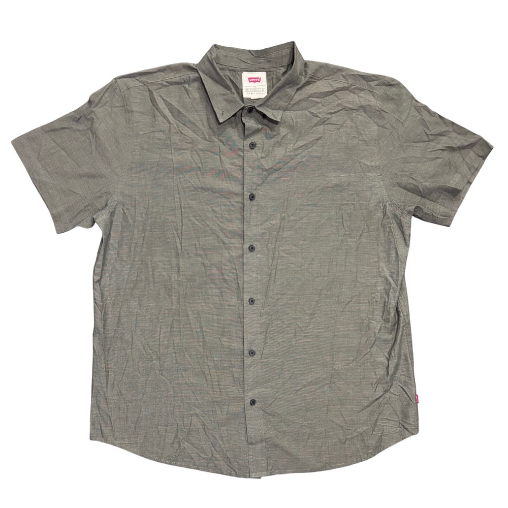 Levi's Mens XXL‎ Short Sleeve Button Up Shirt Casual Olive Green Modern Fit